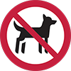 A red circle with a slash across in front of a silhouette of a dog.