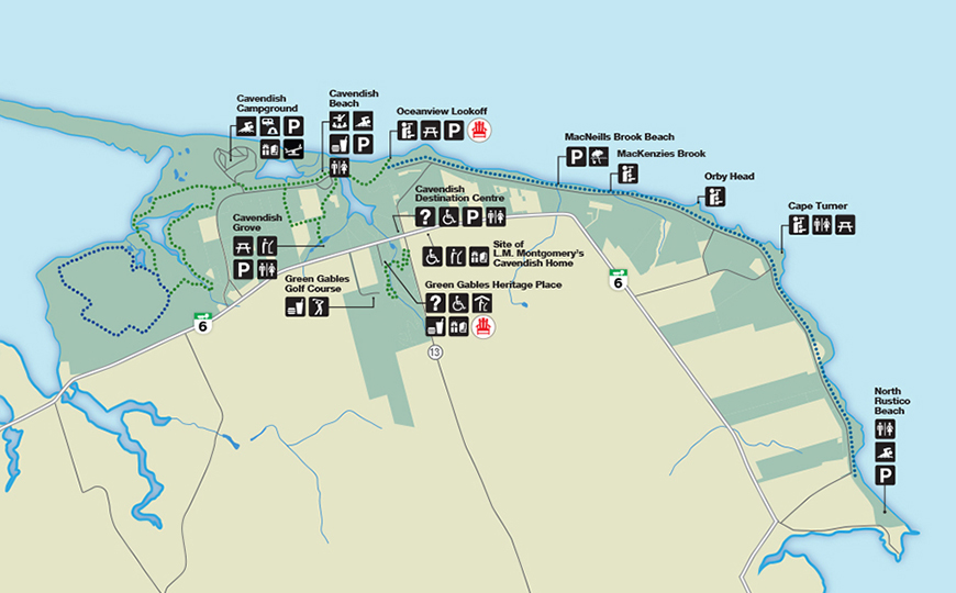 Map of the Cavendish section of PEI National Park. 