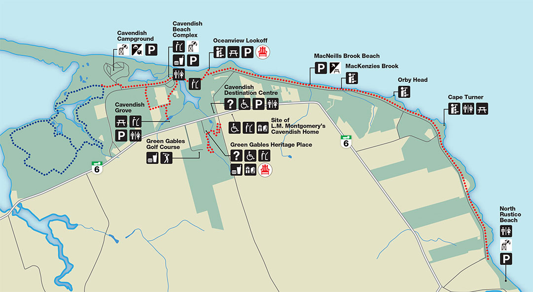 Map of Cavendish in PEI National Park.