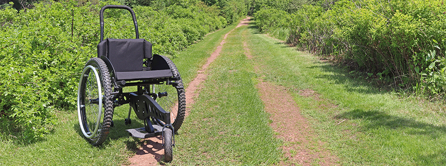 Trail rider wheelchair on trail 