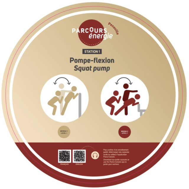 Illustration circulaire montrant un pictogramme de personne faisant un exercice.