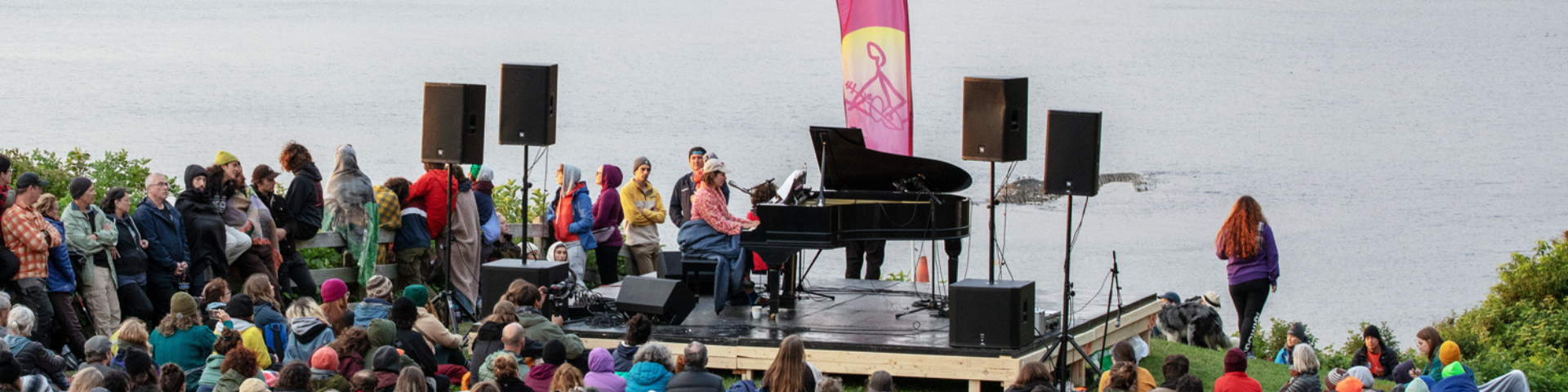 People gathered at Cap-Bon-Ami to watch an open-air show. 