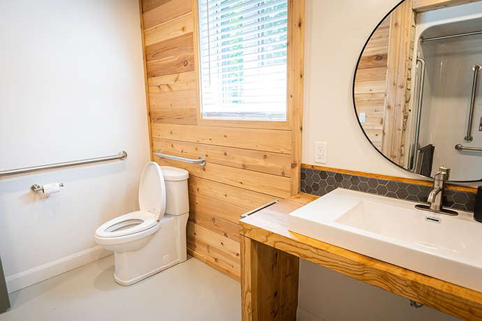 Ground-floor bathroom; toilet and shower.