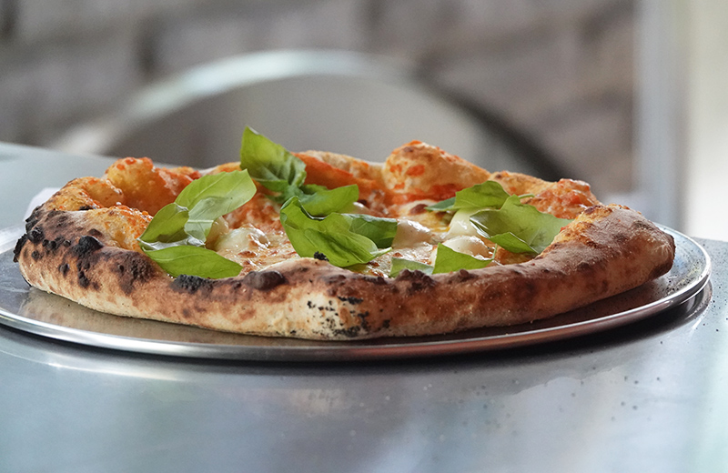 A pizza just out of the oven.