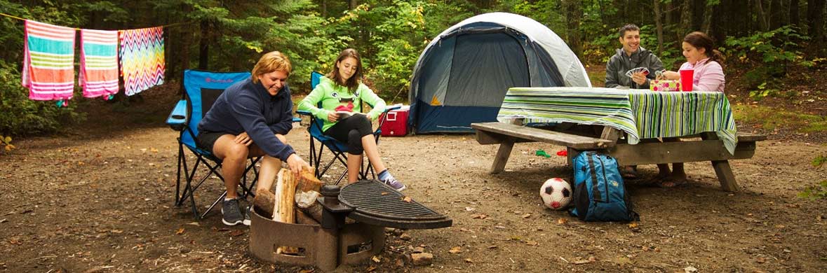 A young family in a semi-serviced camping