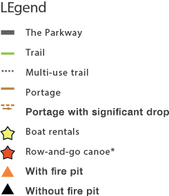 Canoe-camping map legend