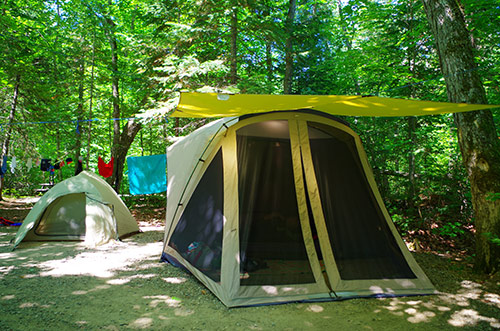 Two tents on a campground