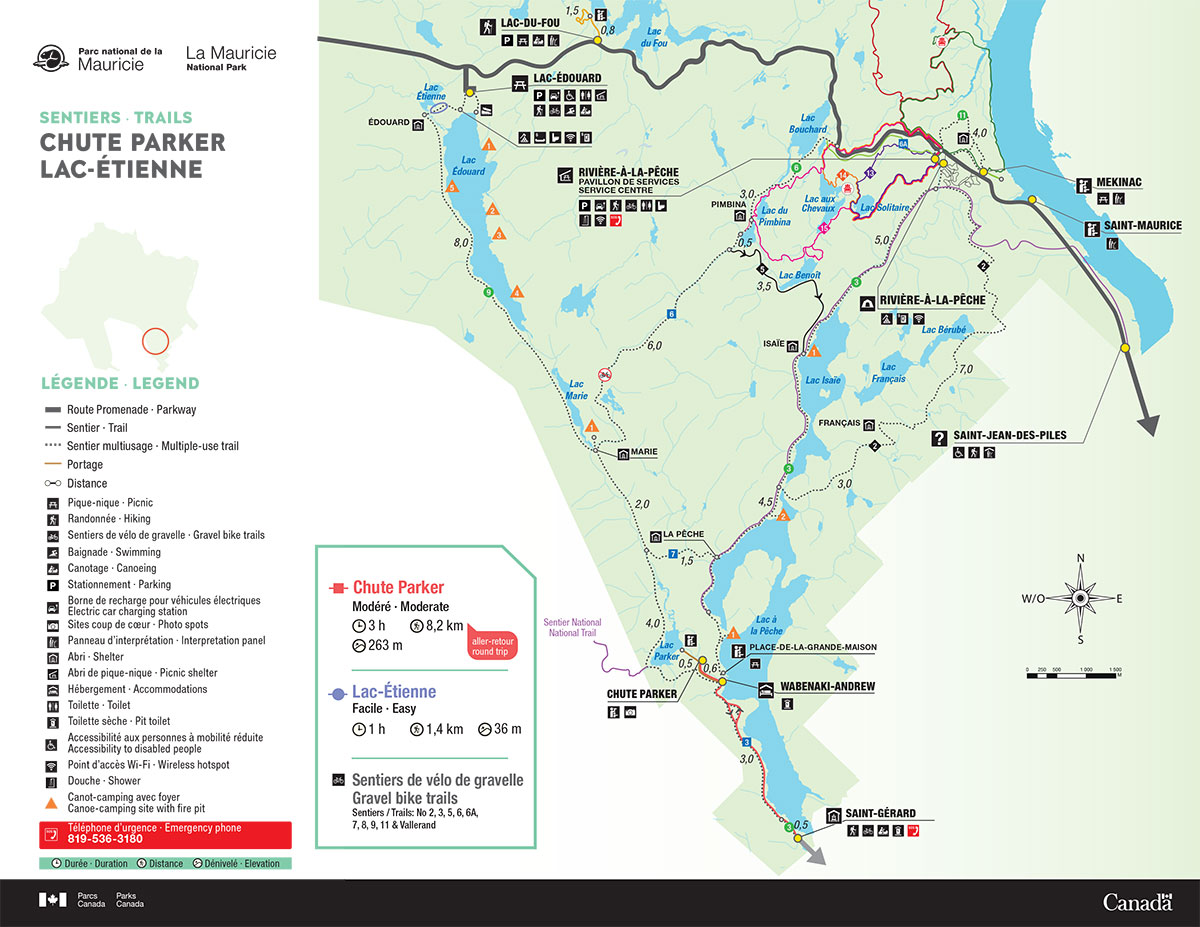 Chute Parker et Lac-Étienne trails map