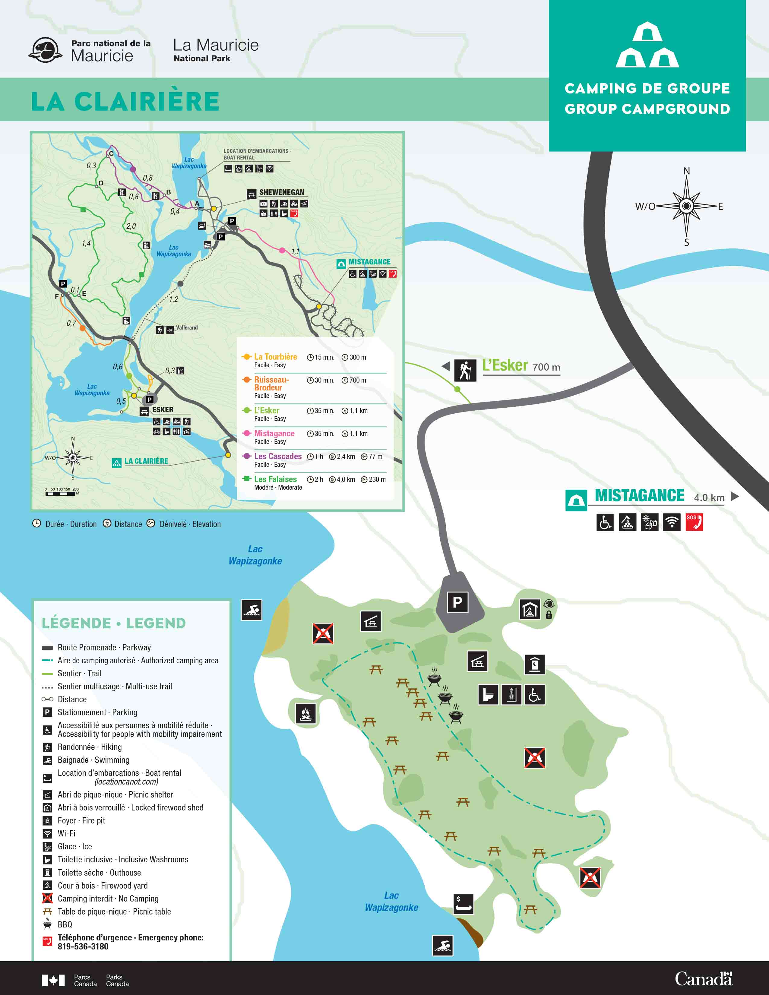 Carte du terrain de camping de groupe de la Clairière