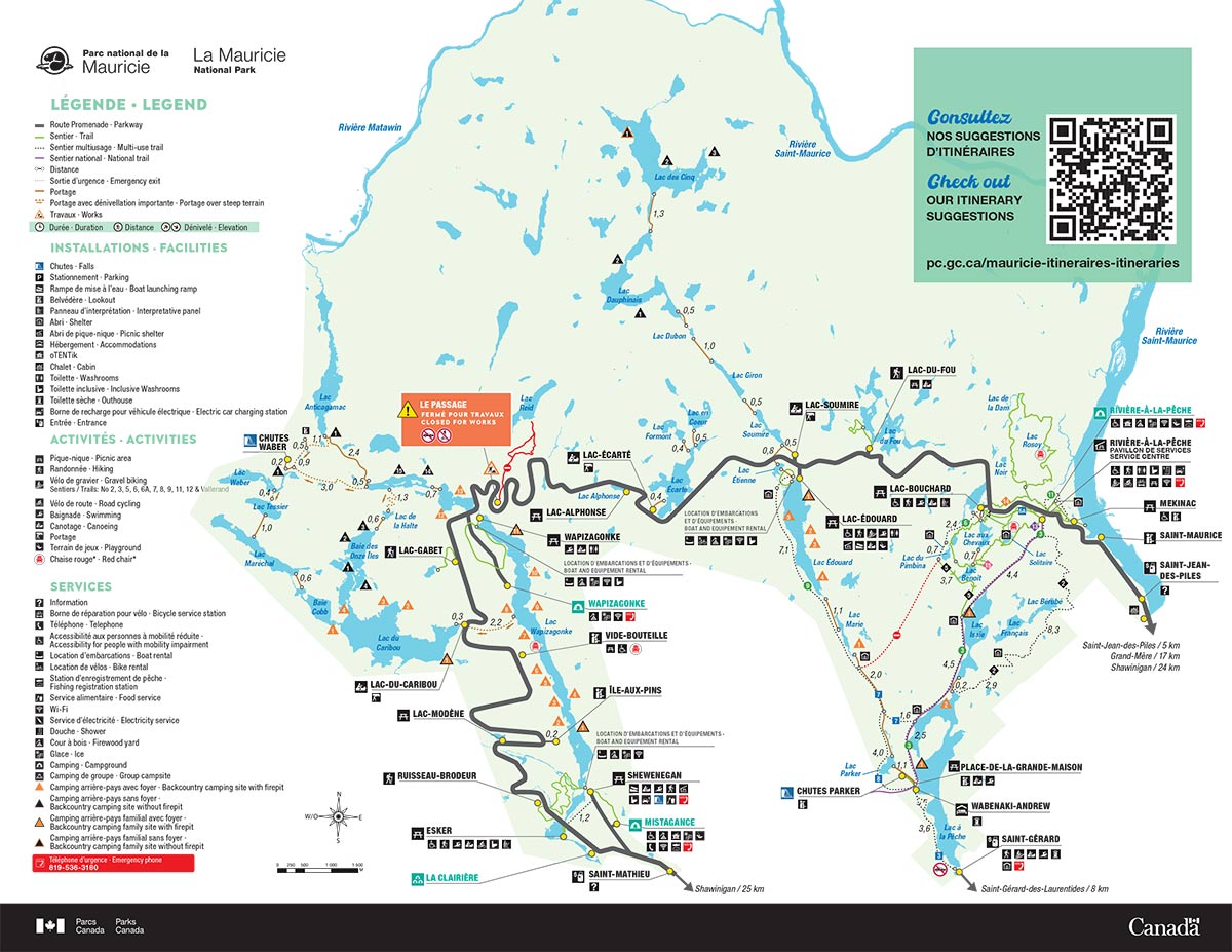 Carte complète du Parc de la Mauricie