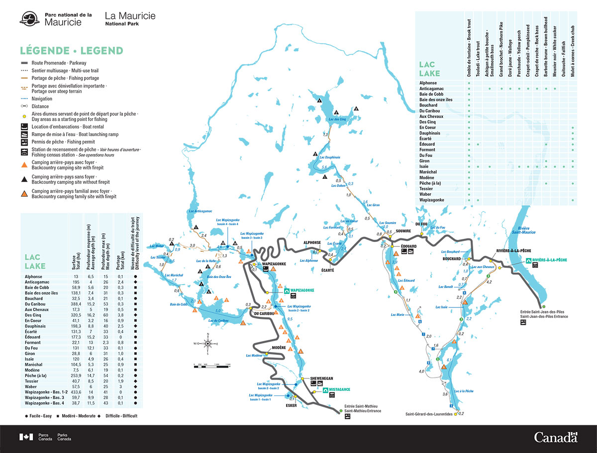 Map of the lakes and carrying trails