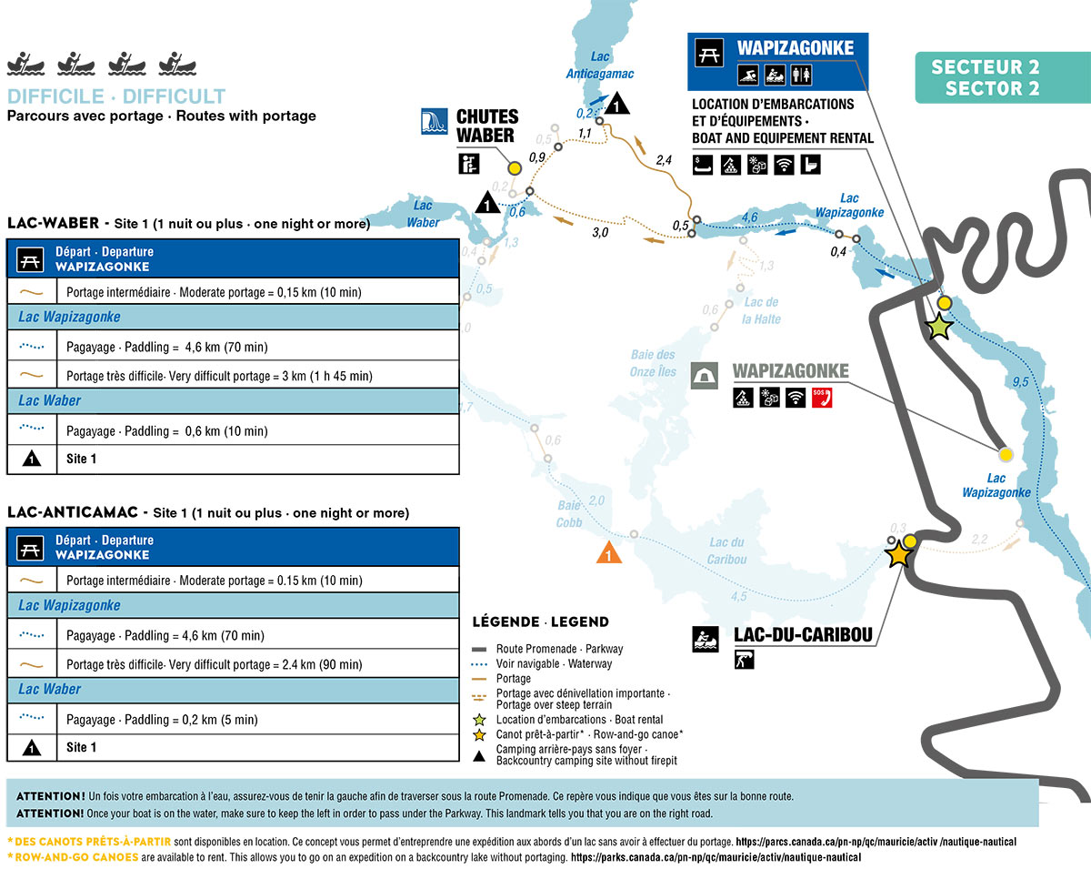 Cartes des lacs Waber et Anticagamac