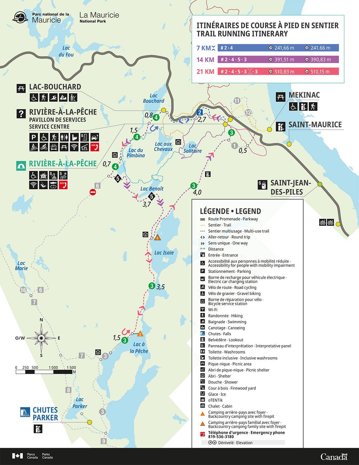 Carte des itinéraires de course à pied en sentier.