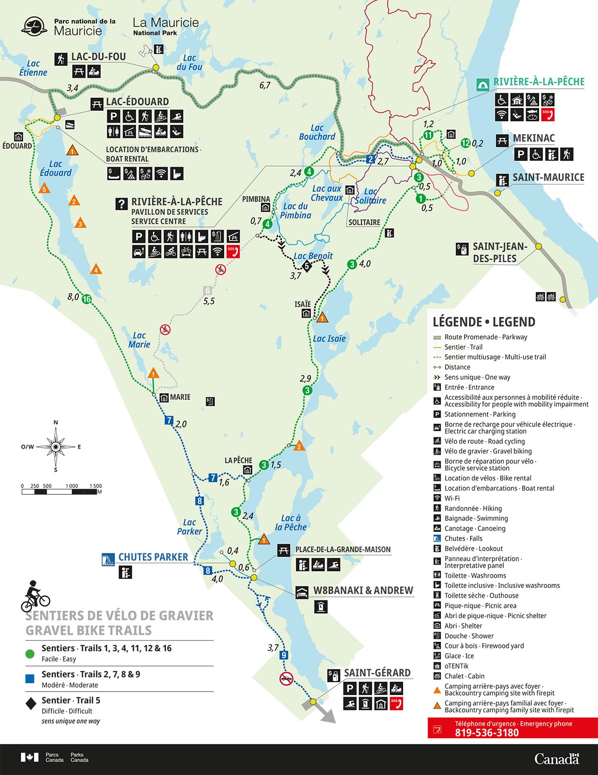 Carte des sentiers de vélo de gravier