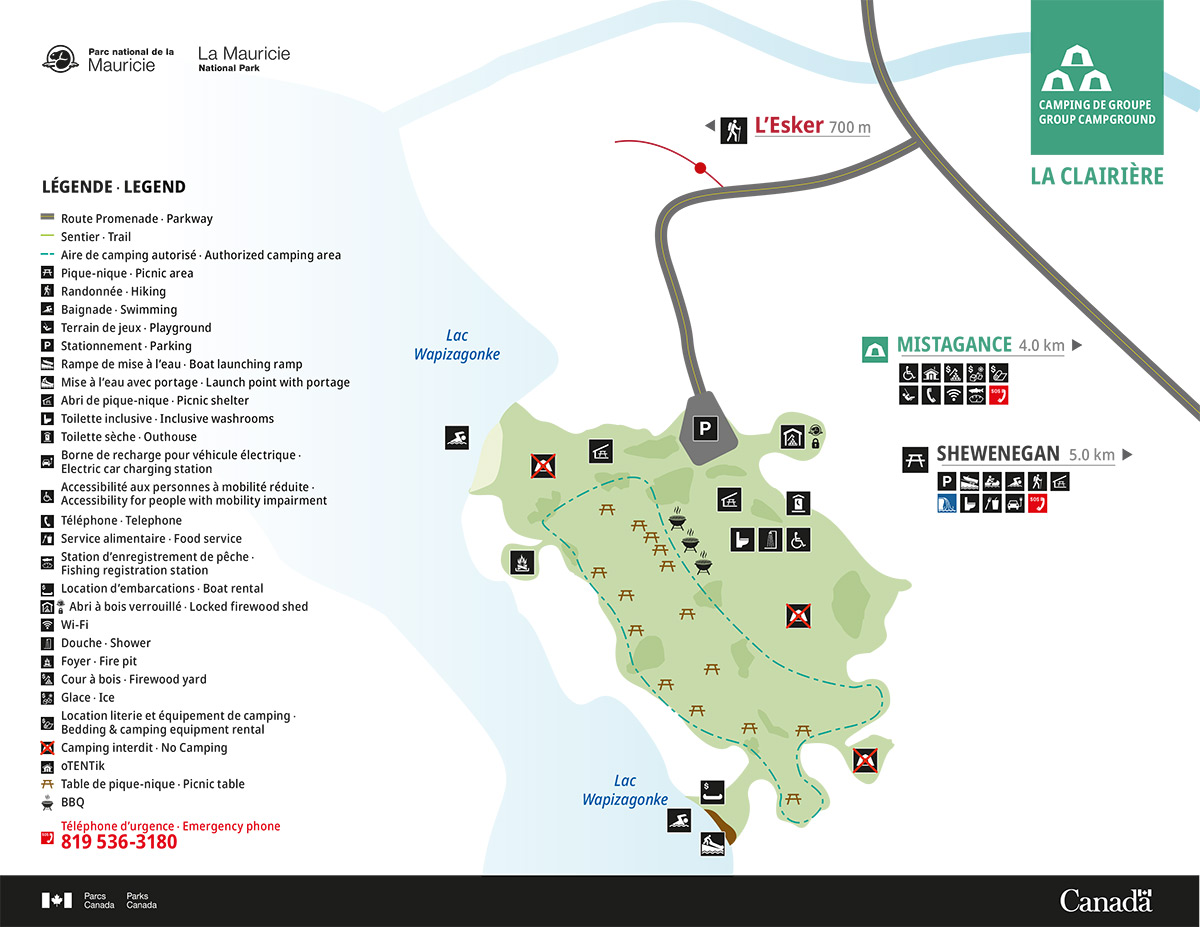 La Clairière group Campground map