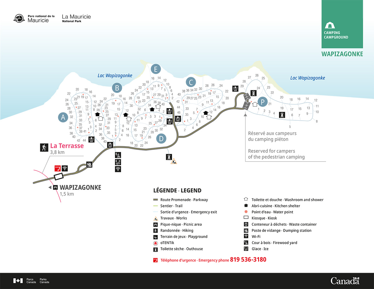 Wapizagonke Campground map
