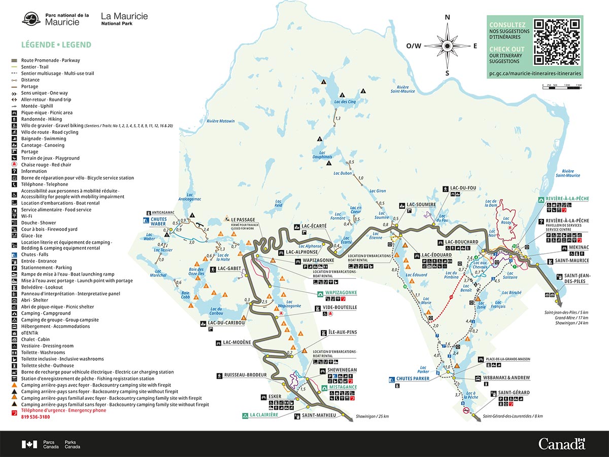 Carte complète du Parc de la Mauricie