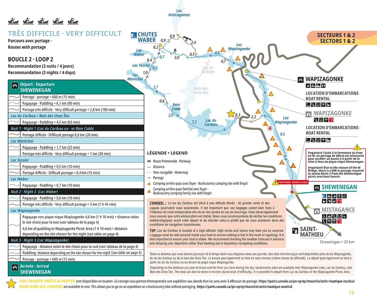 Wapizagonke, du-Caribou, Maréchal and Tessier lakes sector map