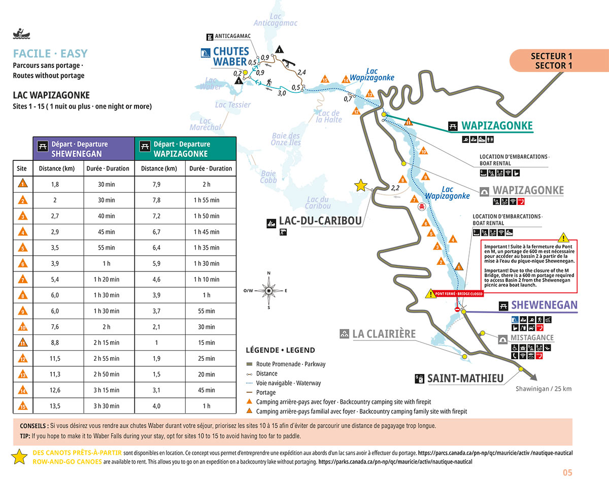 Carte du secteur du lac Wapizagonke