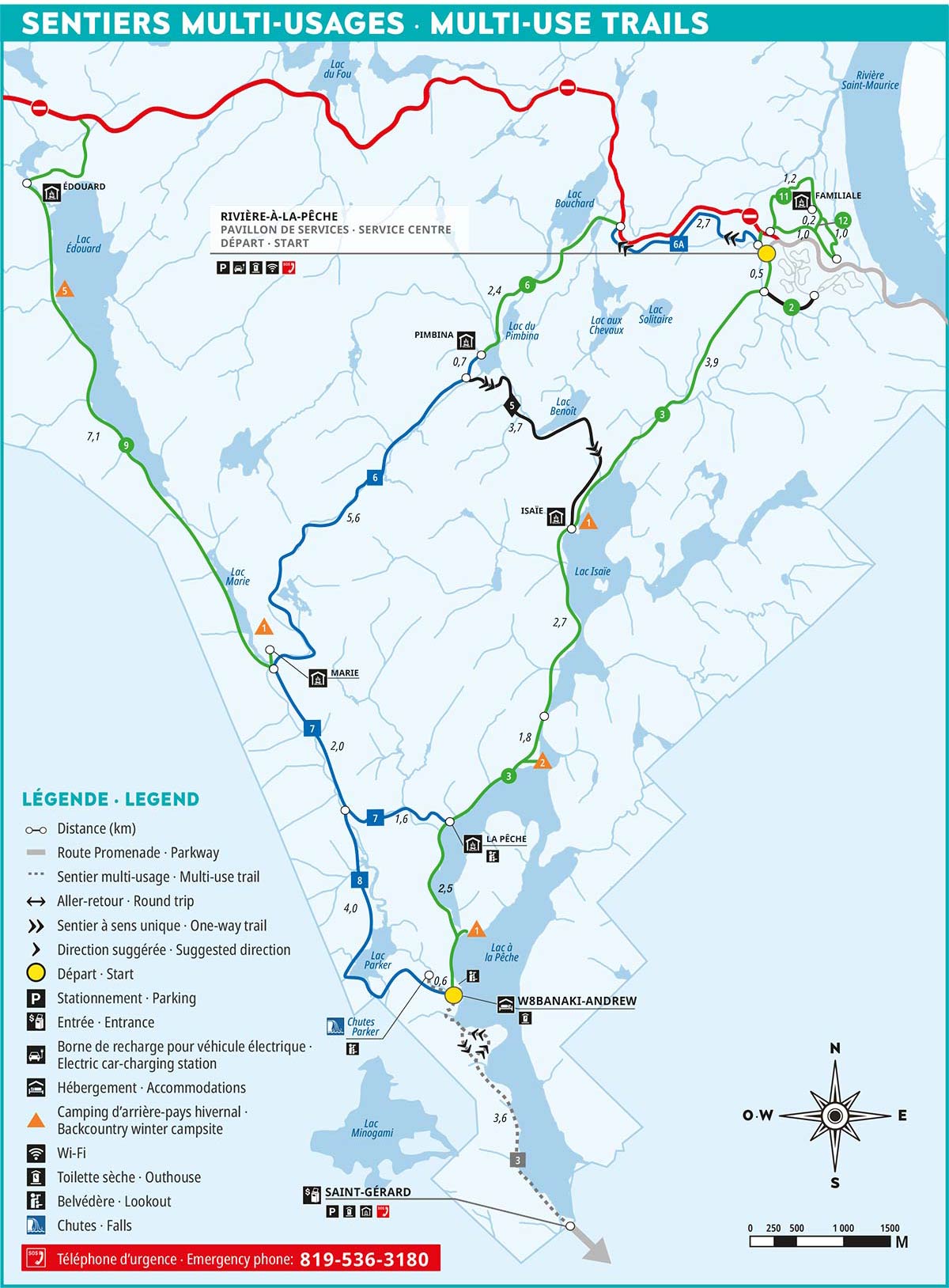 Carte des sentiers multi-usages ouverts au printemps et à l'automne.