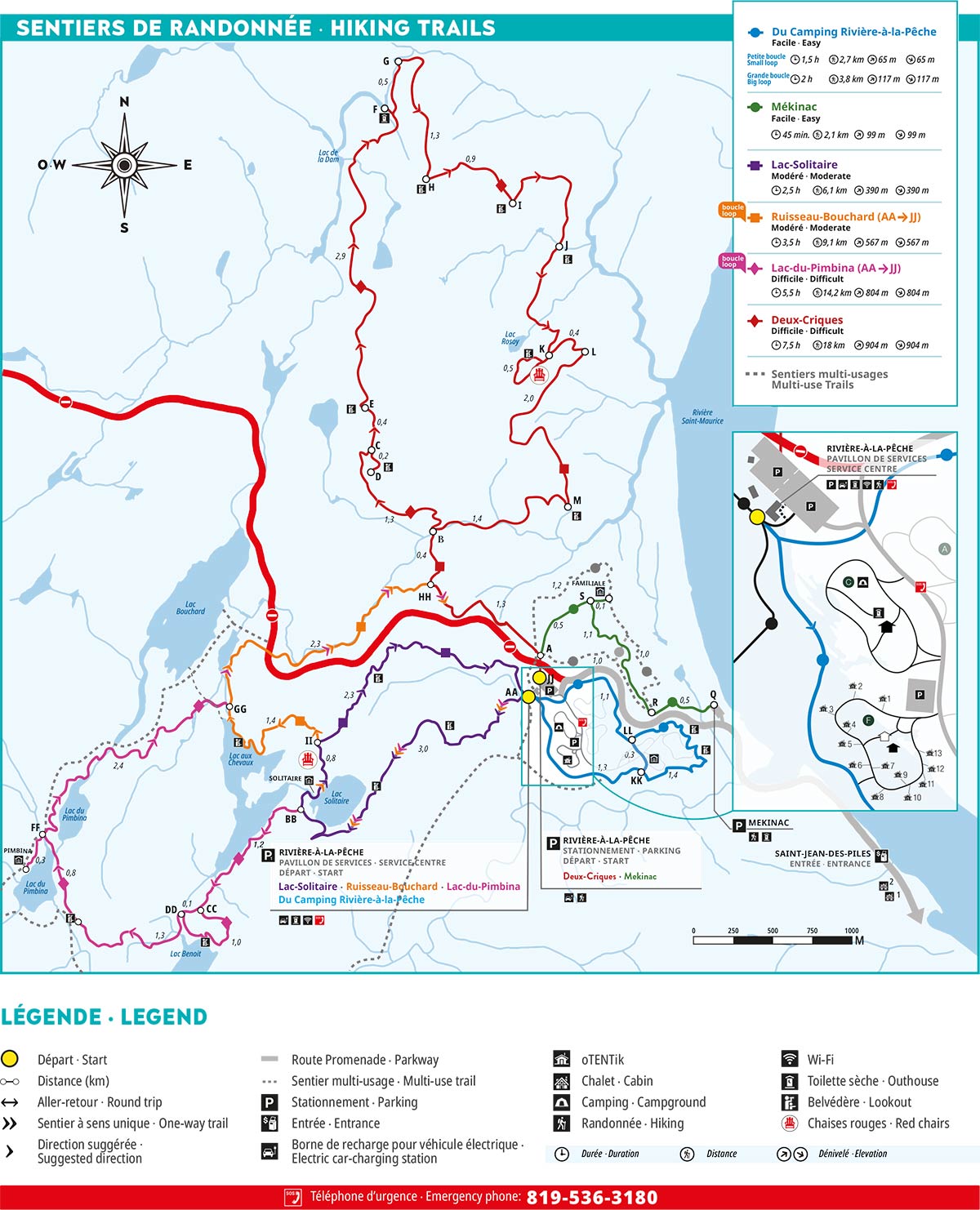 Map of spring and fall hiking trails.