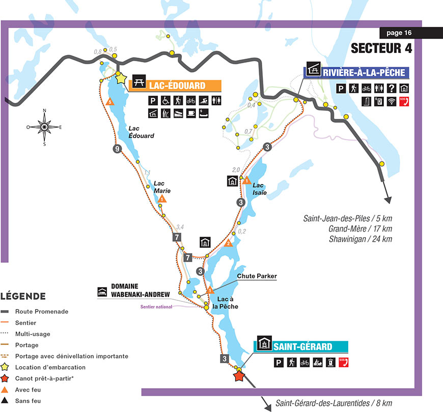 Carte des lacs Édouard, St-Gérard et à-la-Pêche