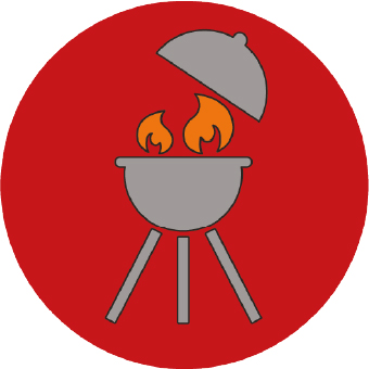 Illustration of a wood barbecue.