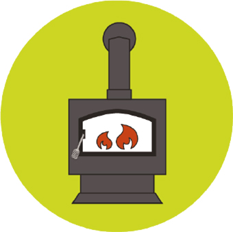 Illustration of a wood-burning stove.