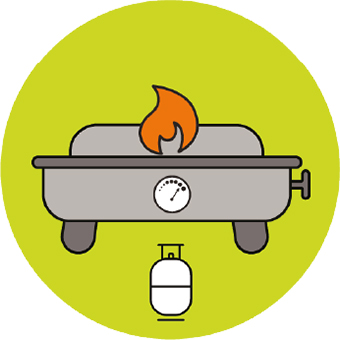 Illustration of a gas or propane stove.