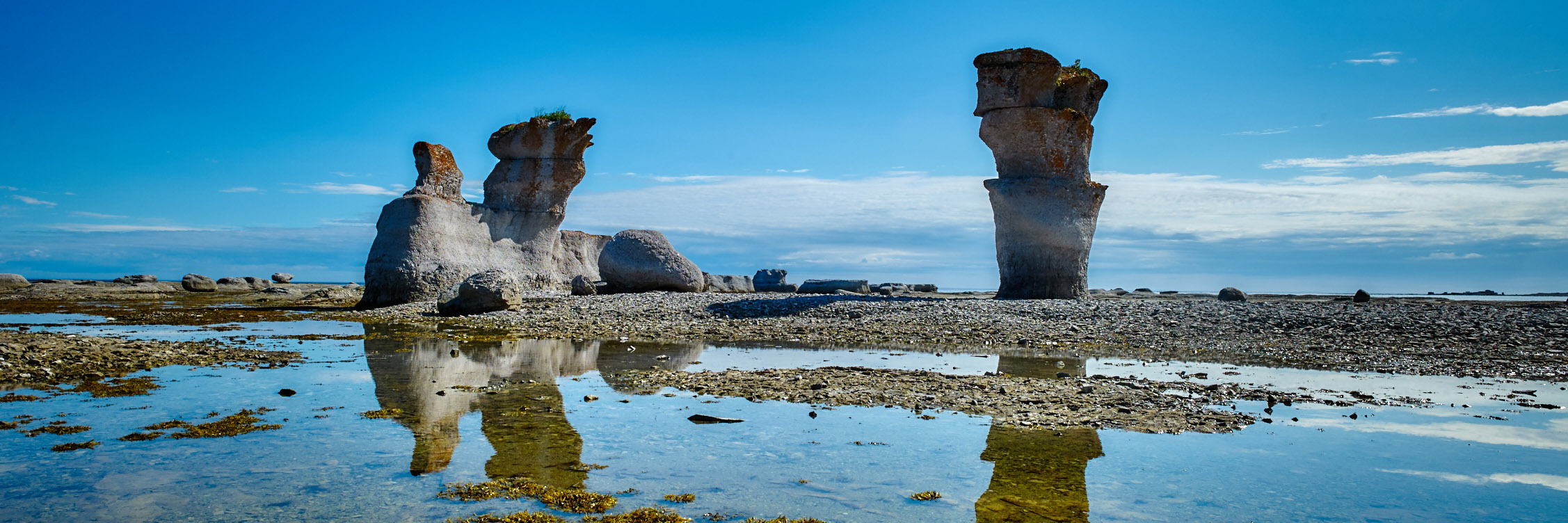 Calcium monoliths at Anse des Érosions on Île Quarry. 