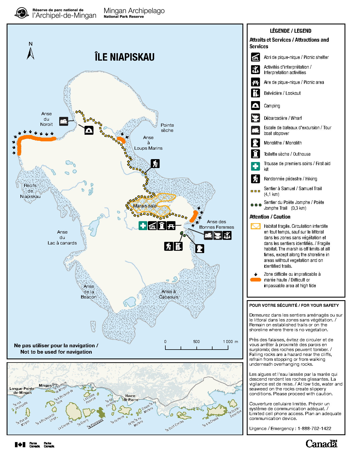 Carte de l'île Niapiskau
