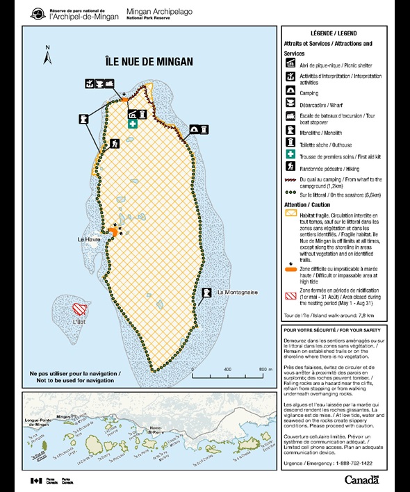 Carte de l'île Nue de Mingan