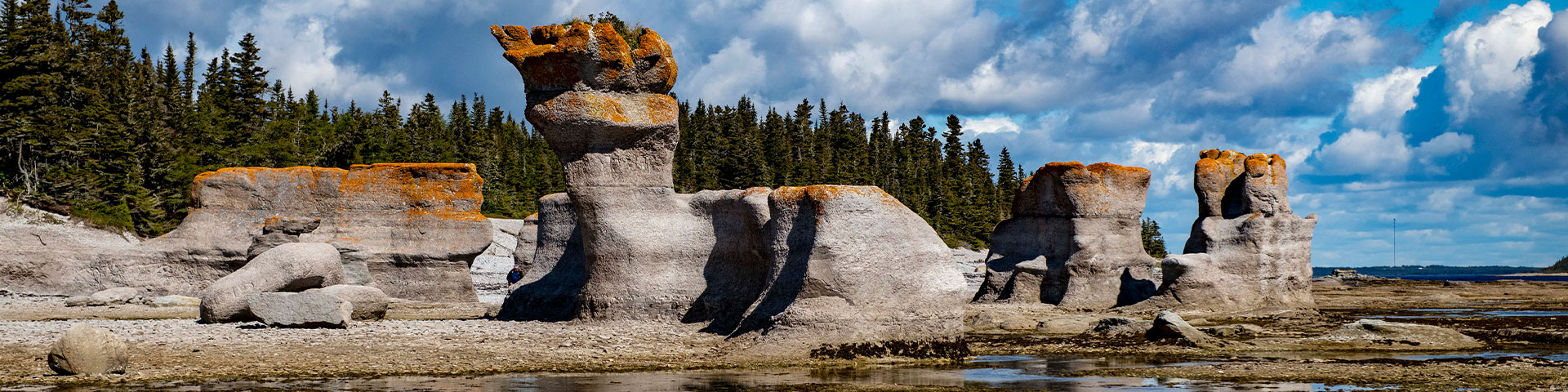 Les monolithes de l'Anse aux Érosions à l'île Quarry