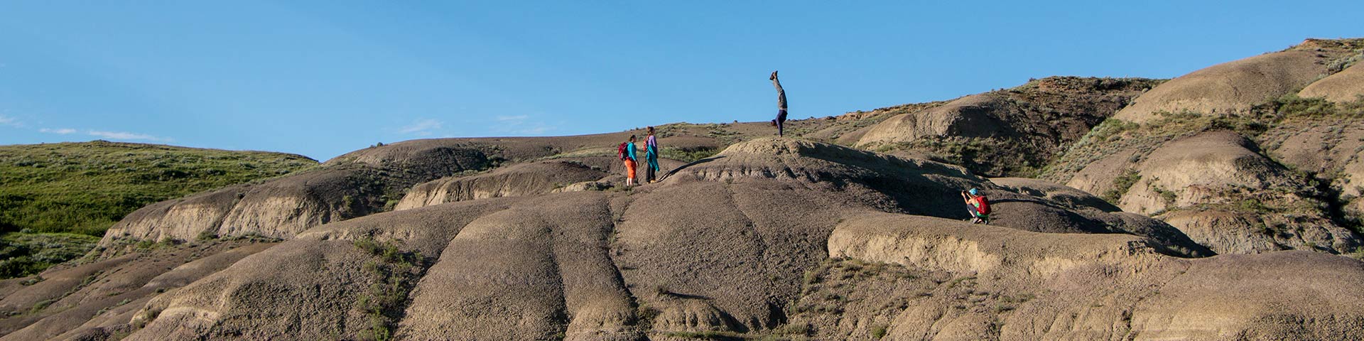 Hiking in the Badlands, in the East Block of Grasslands National Park.