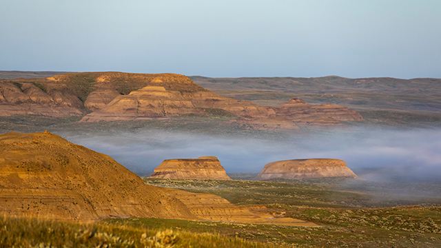 Scenes from sunrise along the Badlands Parkway in the East Block of Grasslands National Park. 