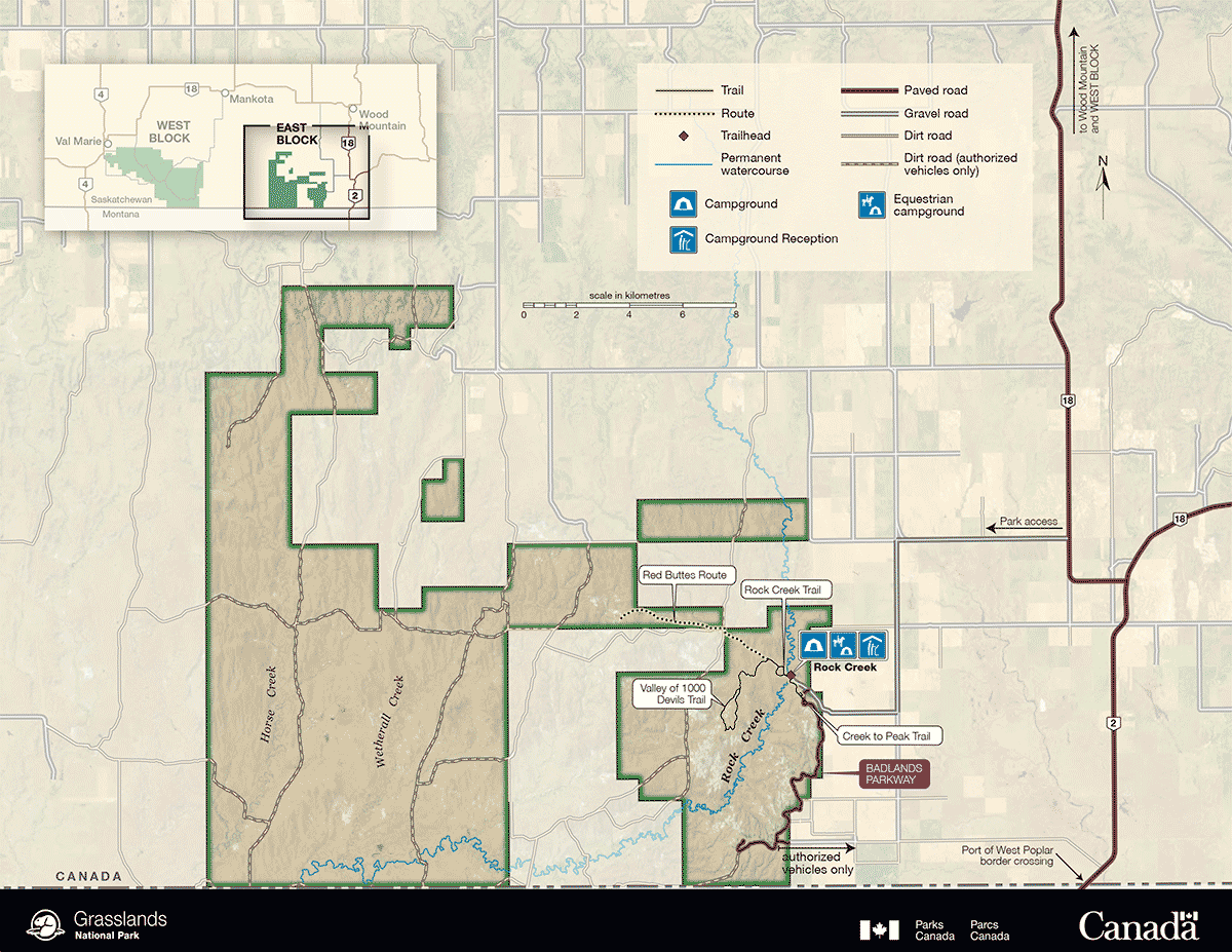 Park Maps Grasslands National Park East Block Map 