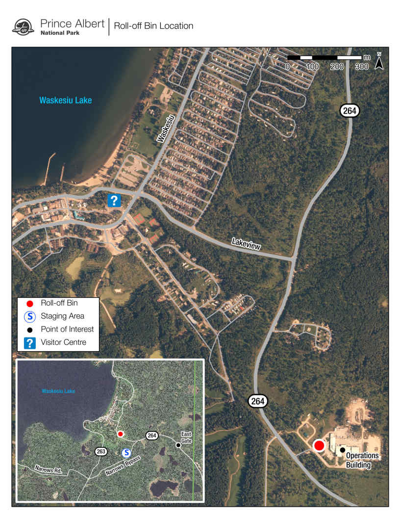 Map of the roll-off bin and staging area locations 