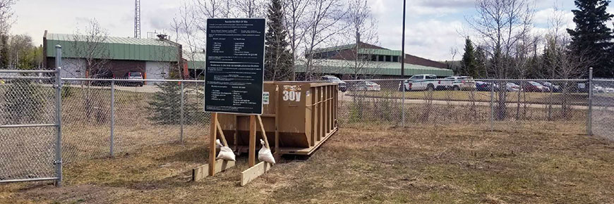 The roll-off bin near the Parks Canada Operations Centre. 