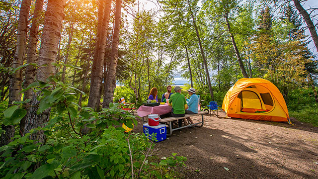Visitors camping at Prince Albert National Park.