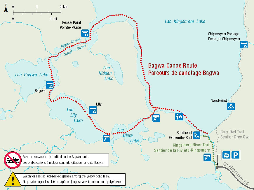 Carte du parcours de canotage Bagwa