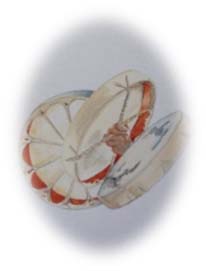 A painting of a hand drum.
