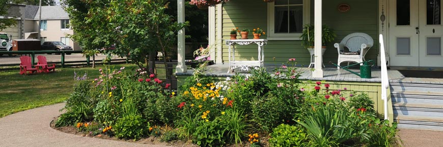 The ornamental gardens in front of Bethune Memorial House. 