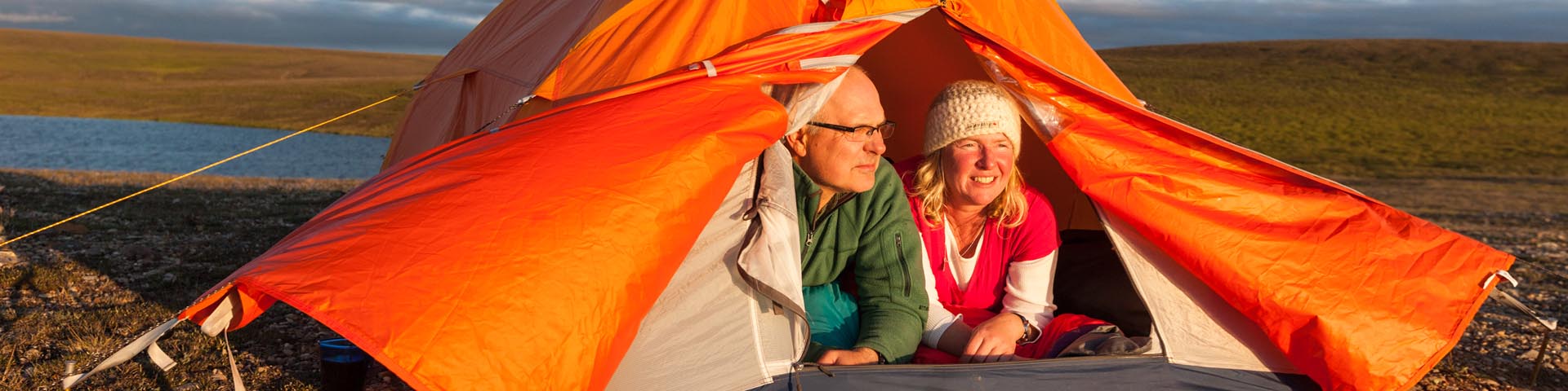 A couple at camp site in Tuktut Nogait National Park.