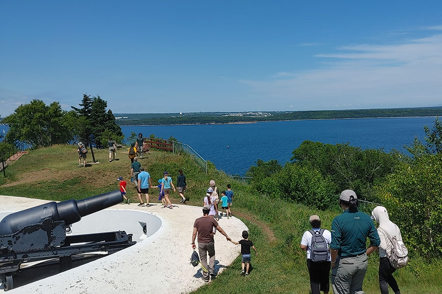 A group of people on a hike.