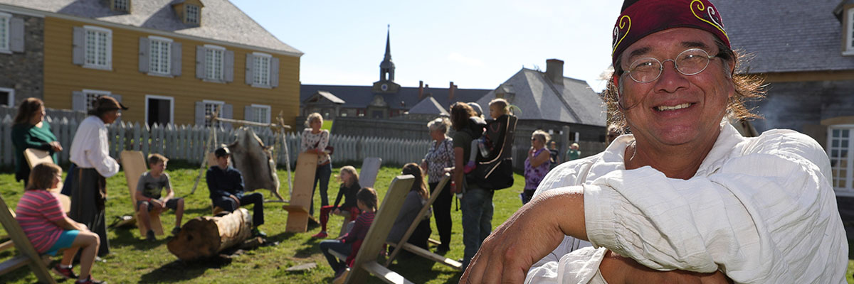 An interpreter and program participants.