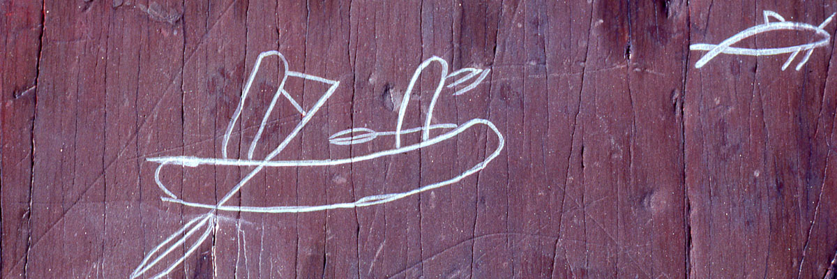 A Mi’kmaw petroglyph of a porpoise hunt.