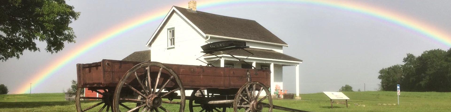 Wagon in front of the Caron Home