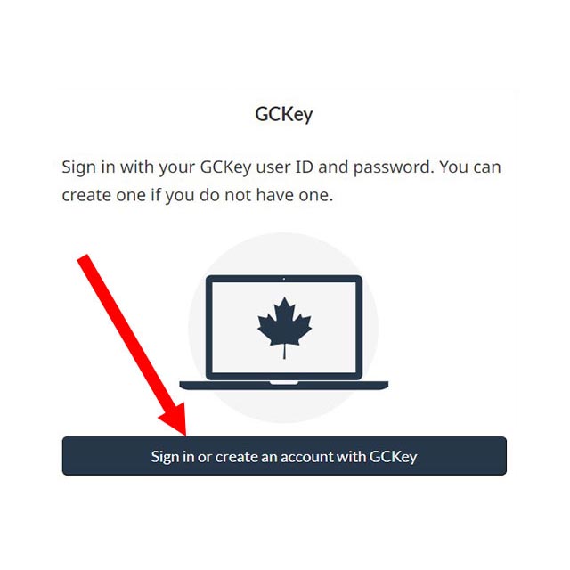 Screenshot showing Sign in or create an account with GCKey button