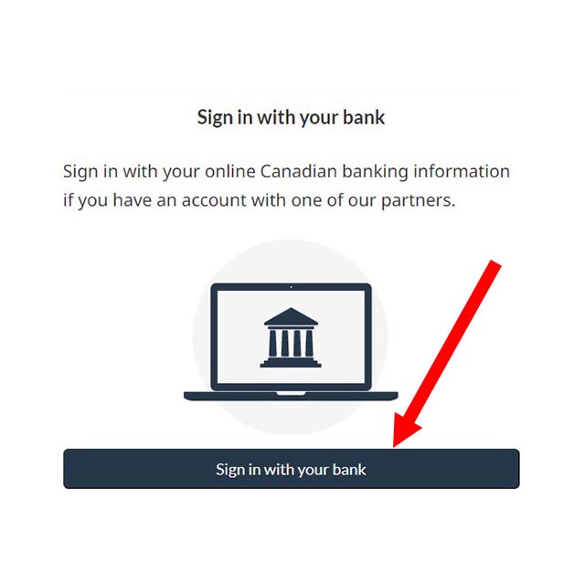 Screenshot showing Sign in with your bank button